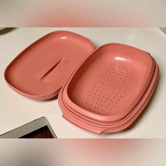 Vtg 3 Piece Tupperware 6 Cup Microwave Steamer Steam Cooker - Picture 6 of 16